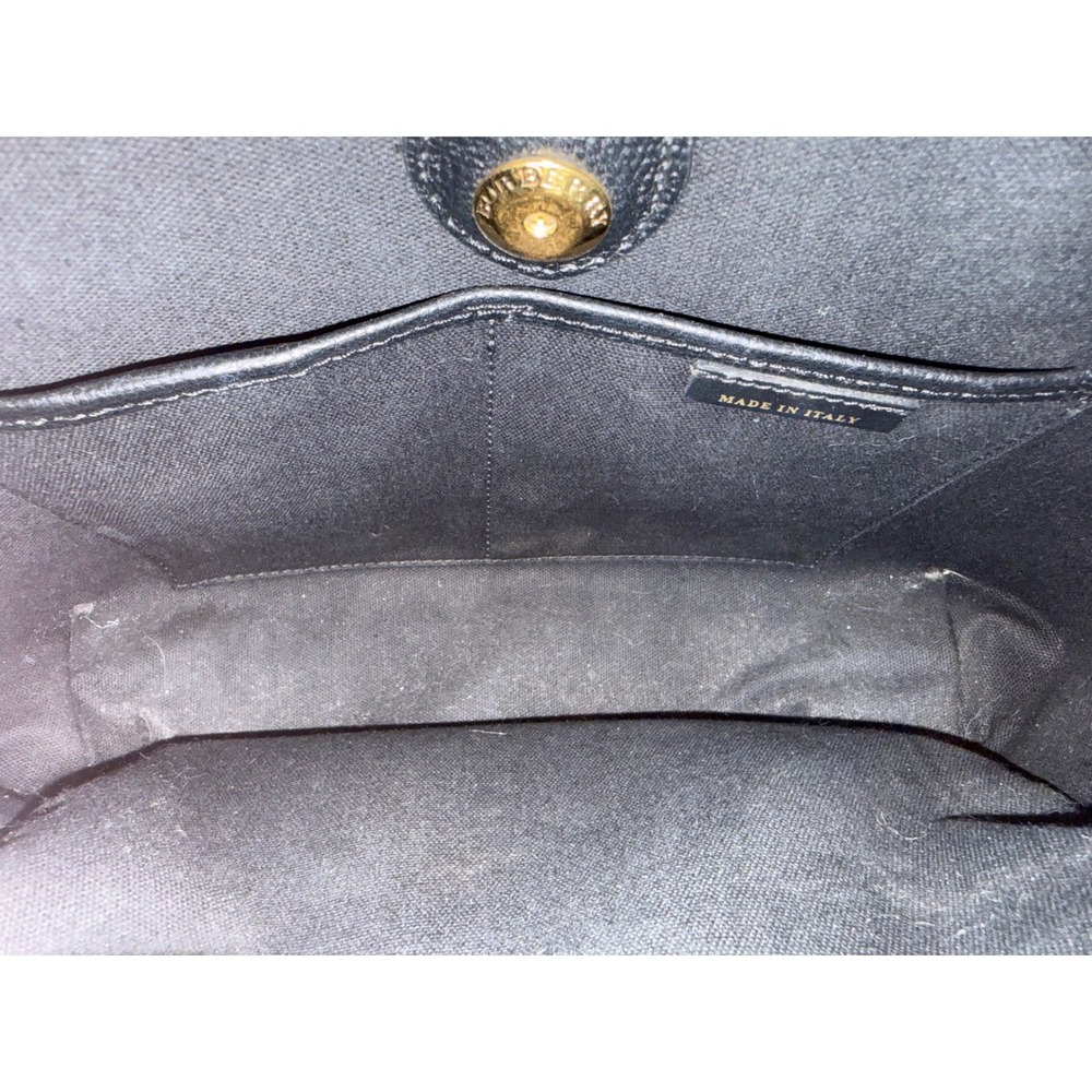 Burberry Banner Small Black Leather Tote Satchel Bag Authenticated Italy #mc - Picture 7 of 16